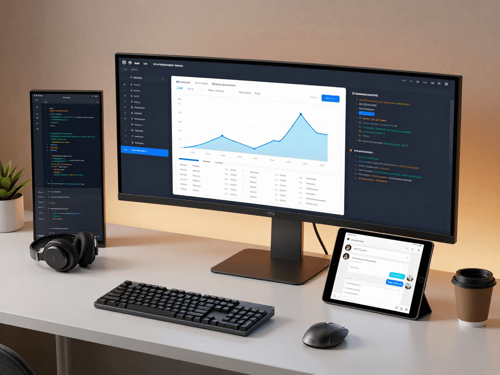 Iptv reseller technology workspace with a management interface and analytics overview for digital streaming solutions.