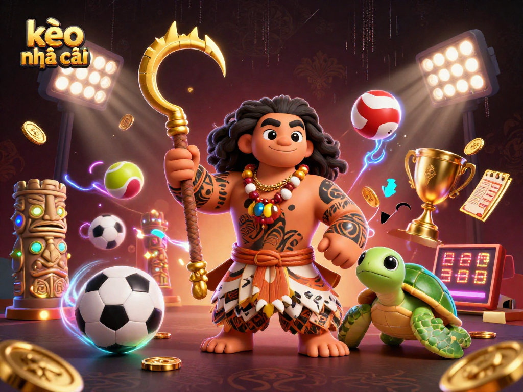 Experience kèo nhà cái with an electrifying scene of a demigod and turtle in sports betting action.