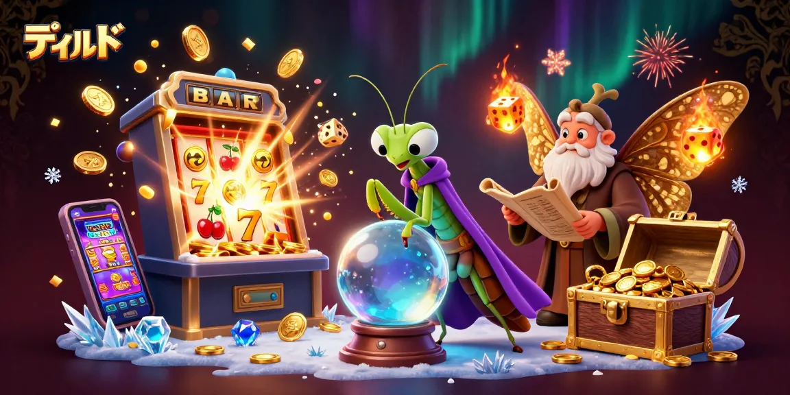 Experience the thrill of ディルド with a vibrant casino scene featuring a fortune teller and slot machine excitement.