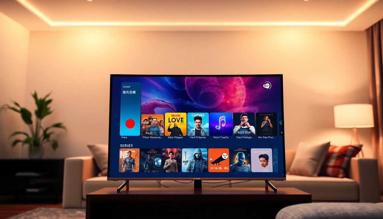 티비위키 누누티비의 다양한 콘텐츠를 보여주는 현대적 TV 인터페이스