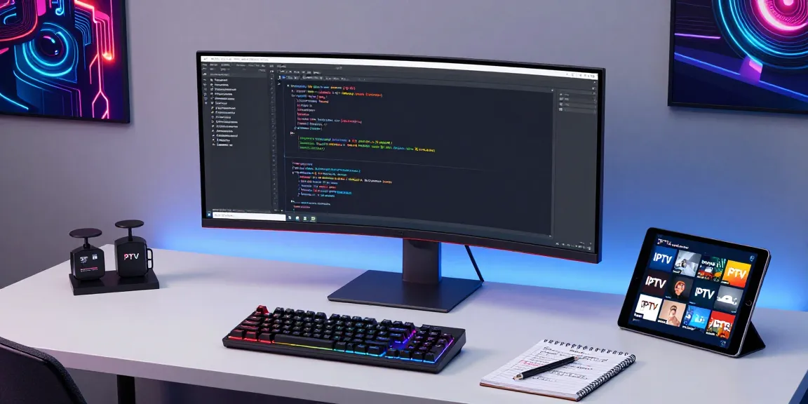 IPTV UK innovative solutions for resellers on a sleek tech dashboard, showcasing software development and multimedia streaming.