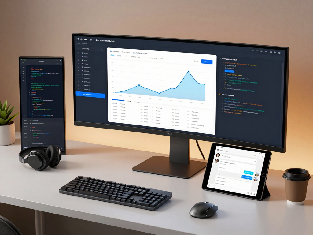 Iptv reseller technology workspace with a management interface and analytics overview for digital streaming solutions.
