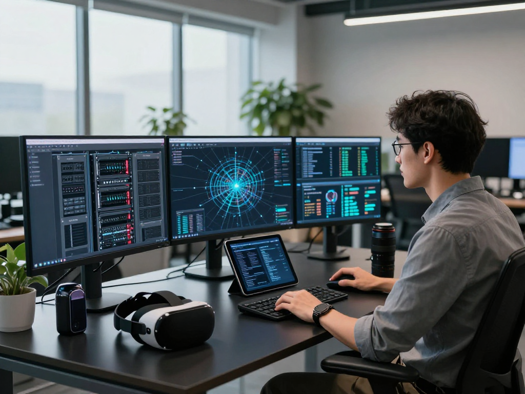 rokok88 user enjoying high-performance server infrastructure in a modern office