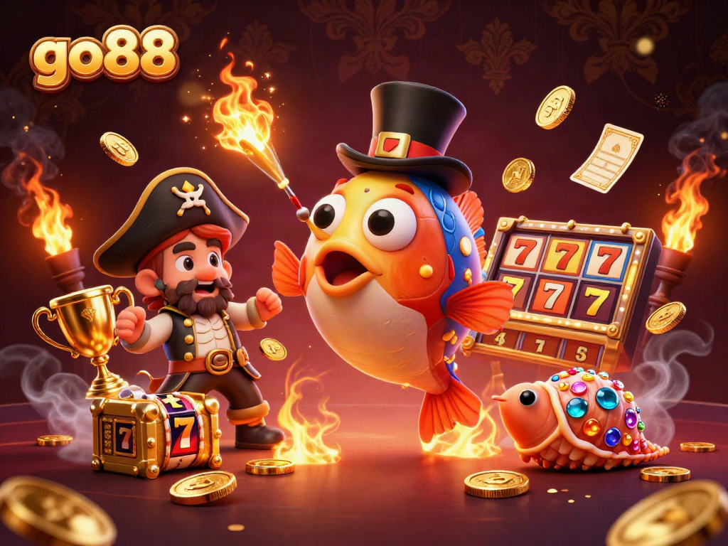 Experience the go88 world of slots with a glowing anglerfish, pirate shrimp, and gem snail in 3D