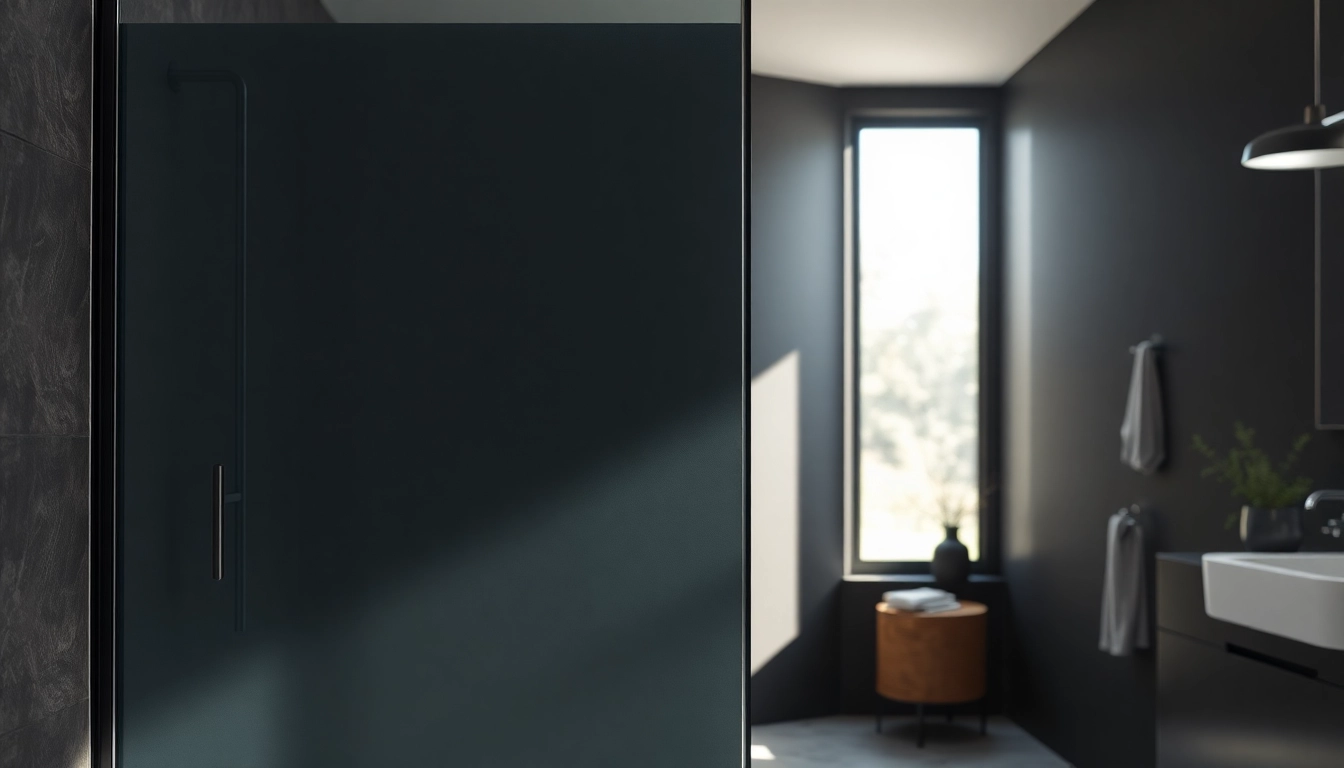 Stylish black shower door featured in a modern bathroom setting with elegant design.