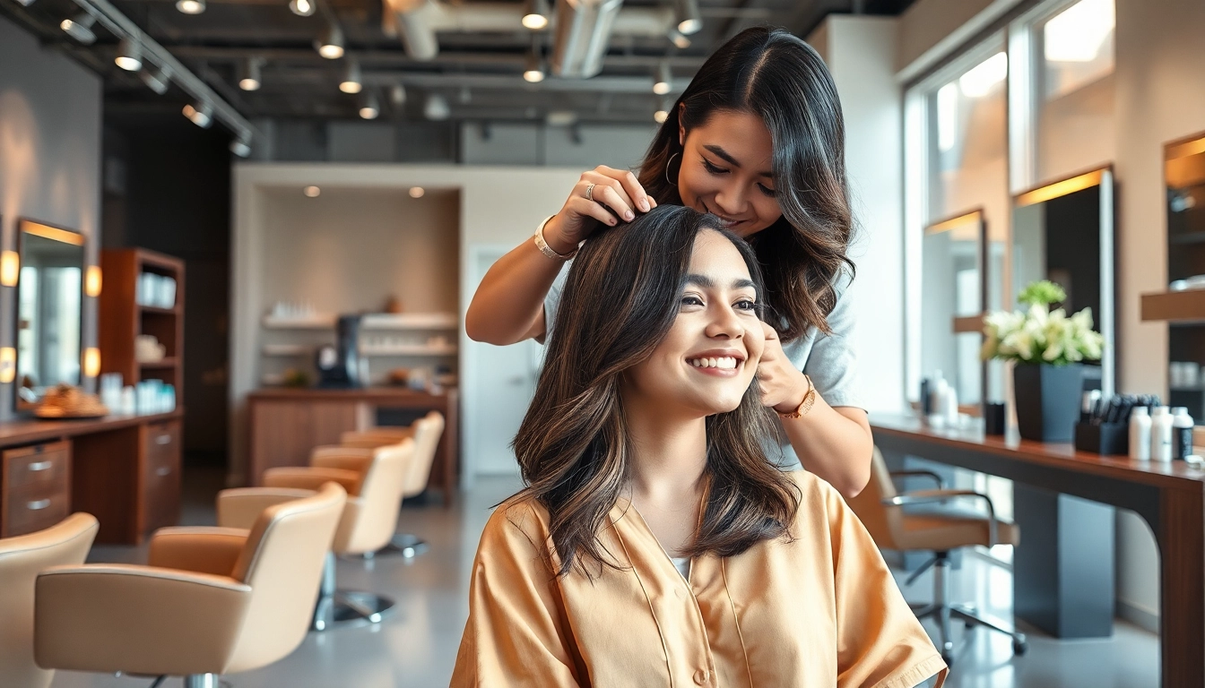 Stylish perm san diego at Omnia Salon with expert stylist and happy client.