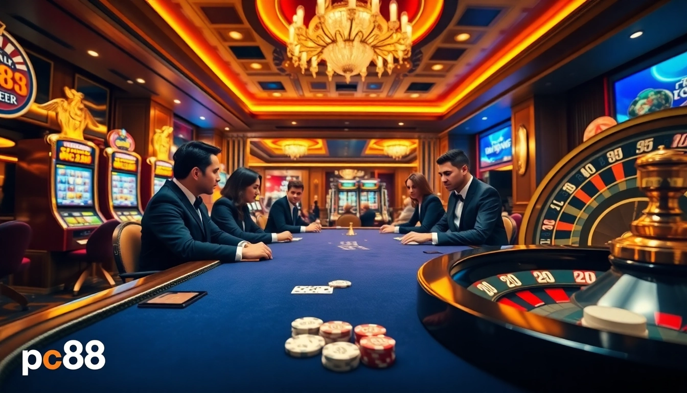 Experience high-stakes gaming at pg88's luxurious casino with poker and roulette.