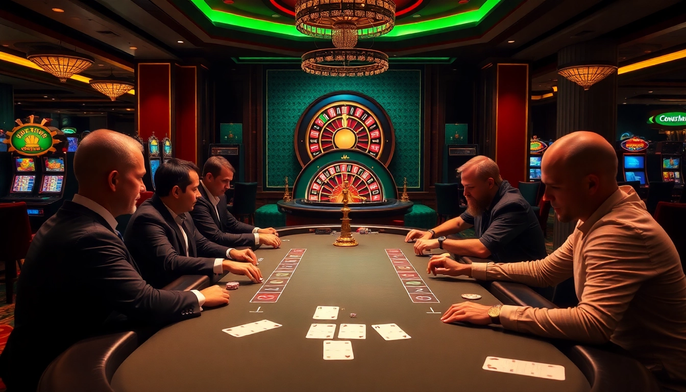 Exciting poker action at a luxurious casino table showcasing f168 tools for optimal gambling.