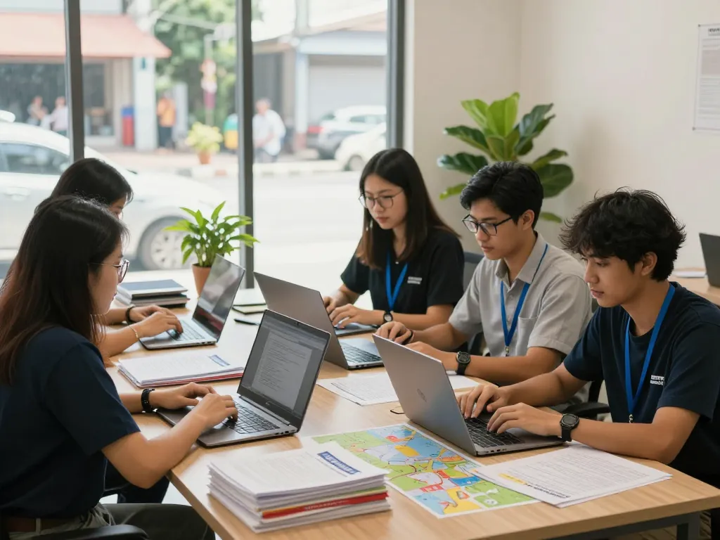 Translation Services in Chiang Mai team collaborating in a bright office.