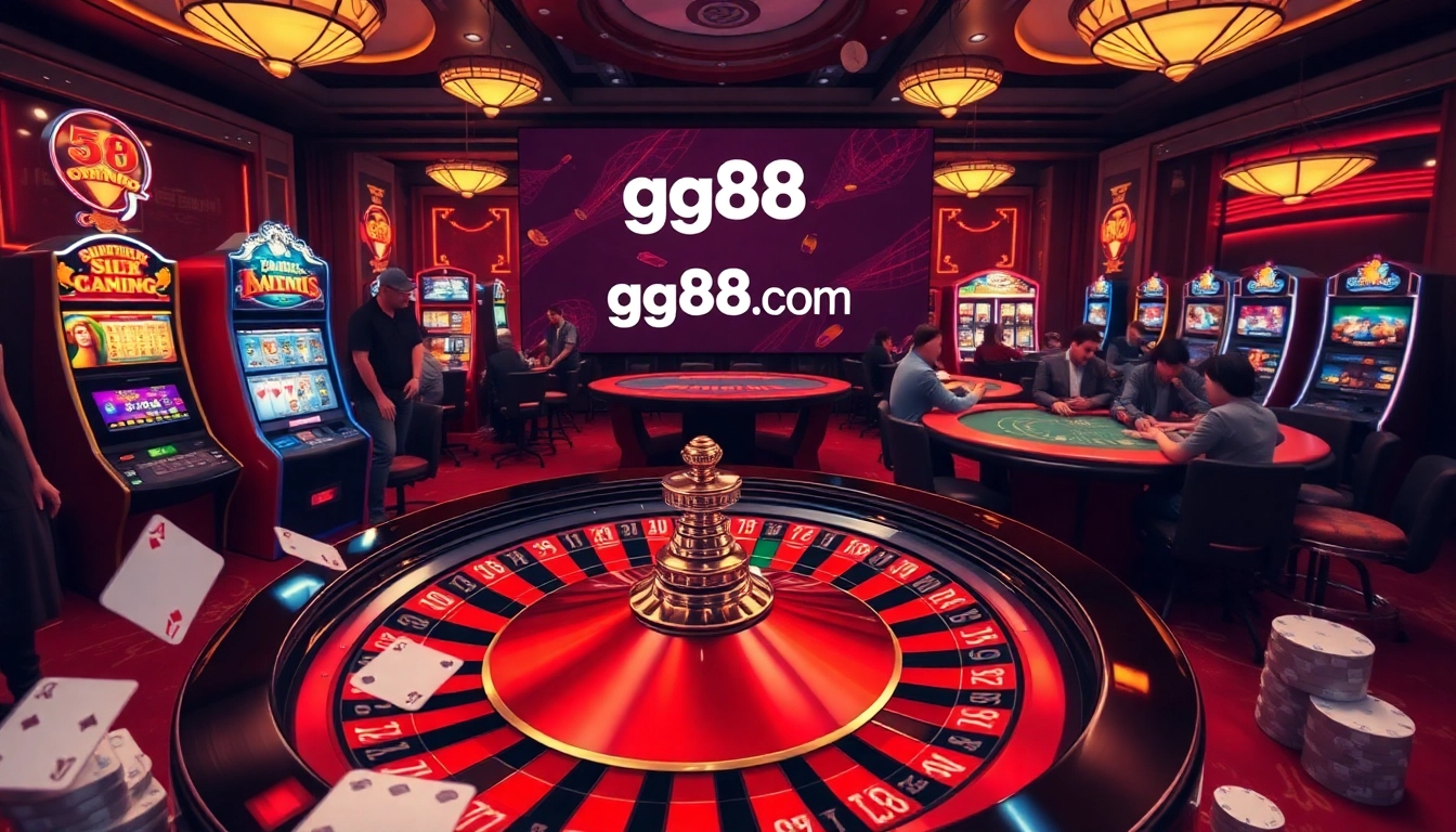 Engaging gambling scene showcasing roulette and slot gaming at gg88.com, inspiring excitement.