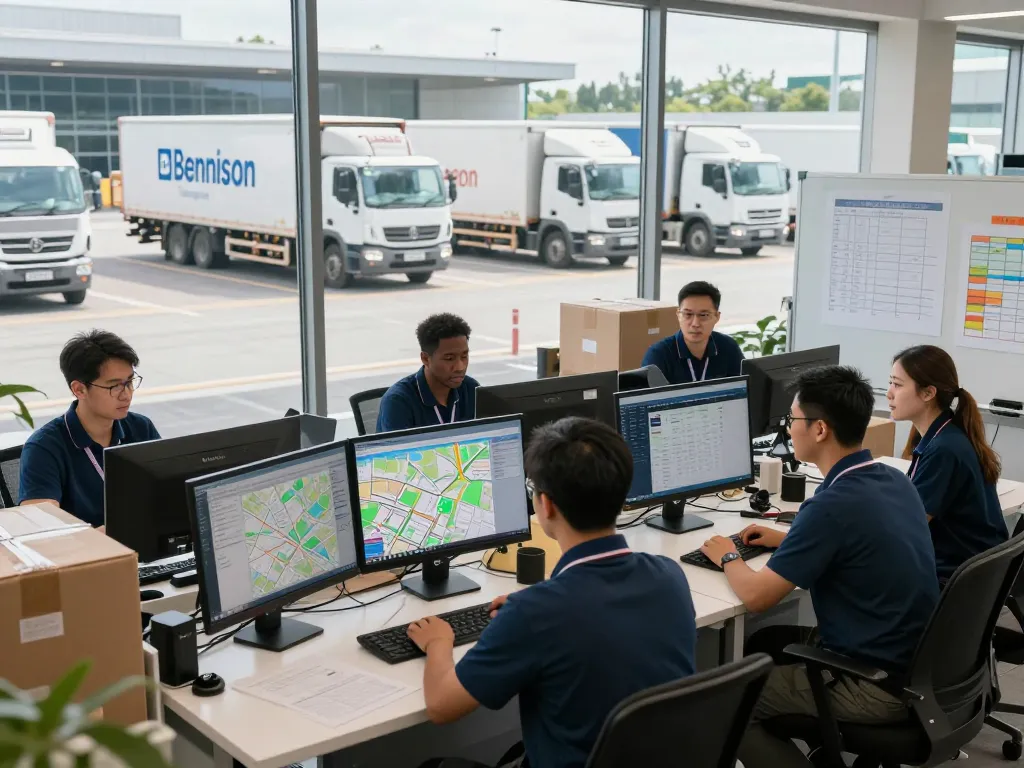 Time critical transport logistics team coordinating immediate deliveries at a busy hub.