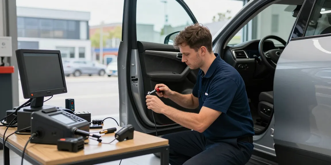 Autosleutel kwijt? Mobile locksmith technician unlocking vehicle with expert tools in South Holland.