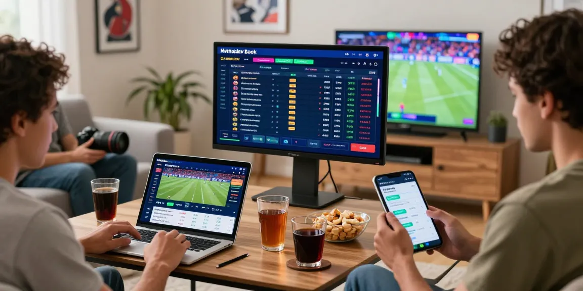 Exciting online betting experience on maahadevboook.com with bettors engaged in real-time betting actions, showcasing a vibrant atmosphere and diverse devices.